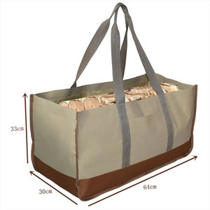 Sac de transport pour bûches en toile cirée avec ensemble en cuir pour cheminée, idéal pour le camping - Product Image 5