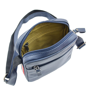 <b>Navy</b> Blue Leather Crossbody <b>Bag</b> With Zipper Pocket And Adjustable Strap For Men And Women Casual Shoulder <b>Bag</b> - Product Image 4