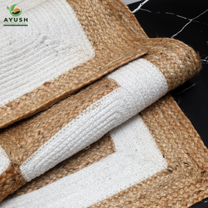 Tapis rectangulaires compacts naturels de 150 cm x 210 cm en jute tressé, personnalisables pour dressing et salle de bain - Product Image 4