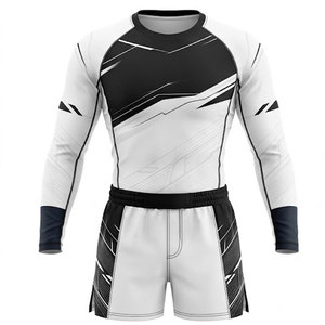 Ensemble rashguard et short MMA avec impression par sublimation personnalisée pour l'entraînement en arts martiaux, la gym et les activités sportives - Product Image 1