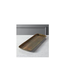 Plateau de service rond en laiton avec motif gravé pour la restauration hôtelière, les fêtes, accessoire élégant pour la cuisine à domicile - Product Image 2