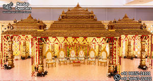 Elegante Decoración de Mandap con Temática Tirupathi para Bodas del Sur de la India, Mandap de Lujo con Temática Manavarai para Bodas Tamalesas - Product Image 4