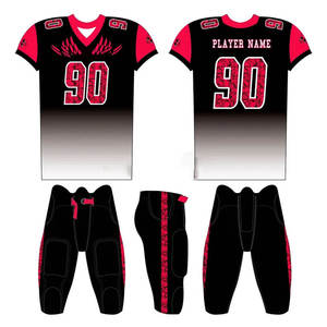Ensemble d'uniformes de football américain personnalisés, rouge et noir, maillot et pantalon imprimés par transfert thermique, unisexe, léger, sans manches, taille élastique - Product Image 5