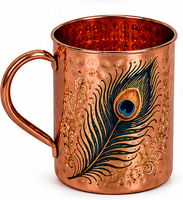 Mug en cuivre martelé artisanal avec motif tortue marine, tasse à boire en cuivre pur, mug Moscow Mule, tasse en cuivre sur le thème de la faune marine
