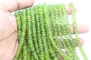 Cuentas redondas lisas de peridoto natural de 6-8 mm, hilo de 14 pulgadas para la fabricación de joyas - Product Image 2