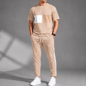 Conjunto Deportivo Ligero para Hombre con Bloques de Color y Estampado, Camiseta de Manga Corta y Pantalones, Cuello Redondo, Transpirable, Informal, de Algodón para Verano - Product Image 6