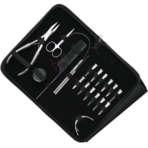 Customizable Silver Hair Extension tools <b>Set</b> 7 Inch Flat <b>Crimping</b> Plier Loop Tool Pulling Hook Curved Needles Beads Box Scissor - Product Image 1