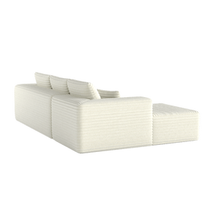 Divano Sezionale Modulare Moderno Convertibile a 3 Posti in Corduroy con Seduta Profonda e Chaise Longue, Rivestimento Morbido in Tessuto a Coste Larghe - Product Image 2