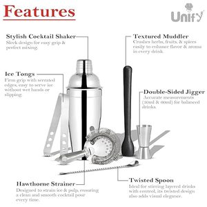 Kit de Barman de Acero Inoxidable de 6 Piezas, Set de Coctelería para Fiestas en Casa, Medidor de 30/60 ml, Cuchara de Bar, Pinzas para Hielo, Muddler, Colador - Product Image 4