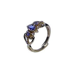 Bague classique pour femme en argent sterling 925 plaqué or avec pierres précieuses aigue-marine et topaze blanche, idéale pour les mariages - Product Image 4