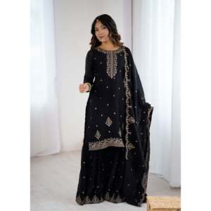 Designer Simple Fashion Party Wear <b>Top</b>-Bottom and Dupatta Set - Product Image 2
