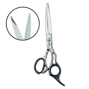 Ciseaux de barbier professionnels élégants de 18,4 cm - Acier à haute teneur en carbone, lame tranchante, pour droitiers, manche moyen, coiffure - Product Image 2