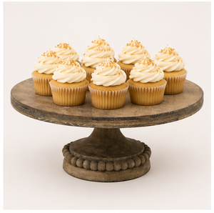 Soporte de Madera Rústico Hecho a Mano para Tartas con Elegante Base de Pedestal con Cuentas, Exhibidor de Postres de Madera Maciza Premium para Bodas - Product Image 6