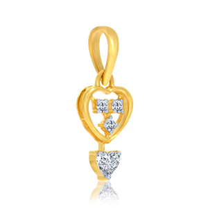 Colgante de Corazón de Diamantes en Oro Amarillo, Diamantes Cultivados en Laboratorio, Estilo Romántico, para Uso Diario de Mujeres - Product Image 2