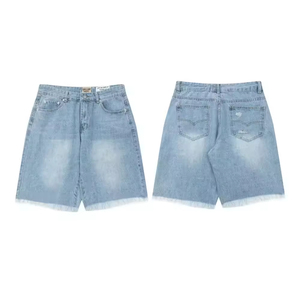 Shorts en jean décontractés mi-taille coupe droite pour homme, en mélange de coton, coupe régulière, avec boutons, idéal pour l'automne et le fitness - Product Image 6