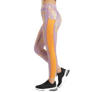 Leggings de Yoga Amarillo Lavanda de Cintura Alta para Mujer, Spandex/Nylon, Cintura Elástica, Transpirables, de Secado Rápido, Ligeros, Largos, Talla Grande - Product Image 5
