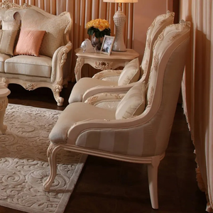 Juego de Sofás Cuadrados de Diseño Francés en Madera de Caoba Sólida, Tallados a Mano, Tapizados, Muebles de Lujo Hechos en Indonesia - Product Image 5