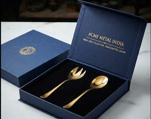 Minimal Matte Gold Salad <b>Servers</b> Duo Stainless Steel Tarnish Resistant Slim Handles For Household Restaurants Hotel And Resort - Product Image 5