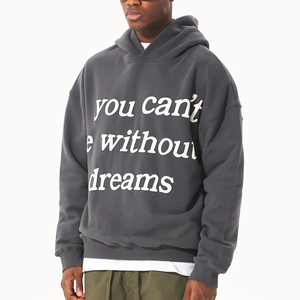 Sweat-shirt à capuche unisexe surdimensionné gris foncé en polaire polyester, design décontracté avec poches, 310 g/m², logo brodé sur le devant, personnalisable - Product Image 2