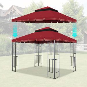GreatWall Outdoor Patio 10x10 Ft Gazebo Replacement <b>Canopy</b> Double Tiered <b>Tent</b> Roof Top Cover Only Frame Not Included - Product Image 4