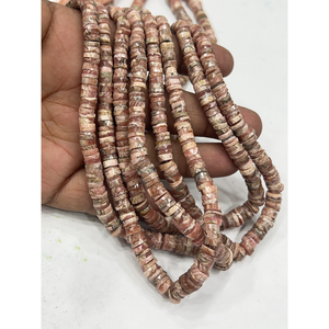 Perles de pierres précieuses de haute qualité pour la fabrication de bijoux, 17 pouces, rhodochrosite naturelle facettée, forme de pneu Heishi, taille 7-8 mm - Product Image 1