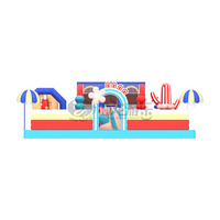 Château gonflable familial compact avec toboggan pour enfants, trampoline gonflable chinois à vendre