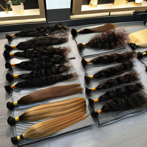 Precio al por mayor 100% Cutícula virgen alineada Cabello crudo sin procesar Remy indio Paquetes de cabello sin trama Tacto suave Cabello humano individual - Product Image 1