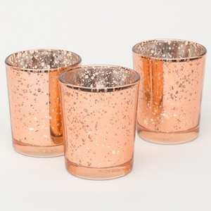 Luxury Mercury <b>Glass</b> Candle Jar | Gold Electroplated Speckled <b>Candlestick</b> Holder | Heat Resistant Handmade Votive <b>Glass</b> Wedding - Product Image 1