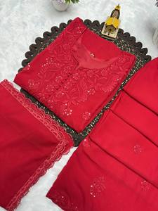 ชุดสัลวาร์ คามีซผ้าชีฟองสีม่วงลายจุด พร้อมผ้าคลุมไหล่ ชุดลำลองสำหรับผู้หญิงแบบดั้งเดิม อินเดีย ปากีสถาน ฤดูใบไม้ผลิ ฤดูร้อน - Product Image 5