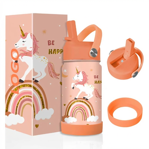 Botella <span class=keywords><strong>de</strong></span> Agua Infantil <span class=keywords><strong>de</strong></span> Acero Inoxidable <span class=keywords><strong>de</strong></span> 12oz con Tapa y Asa, para la Escuela, Taza Segura para Beber, Venta al Por Mayor - Product Image 1