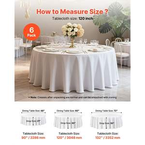 Paquete de 6 Manteles de Poliéster Blancos de 120 Pulgadas, Resistentes a las Manchas y a las Arrugas, Lavables a Máquina, para Bodas, Fiestas, Banquetes Formales - Product Image 5