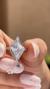 Anillo Clásico Romántico de Doble Banda con Diamante Moissanite Corte Cometa para Mujer, Plata 925 Original, Joyería Fina para Regalo de Boda o Fiesta - Product Image 3