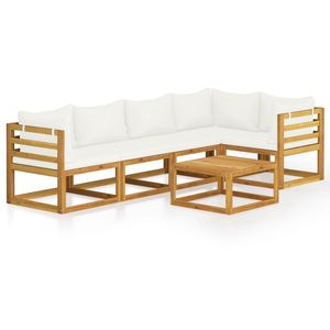 Ensemble de salon de jardin en bois d'acacia massif, couleur crème, finition huilée - Product Image 2