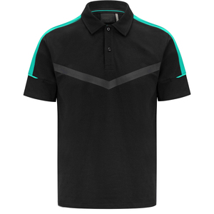 Chemise de golf de haute qualité en polyester/coton, col montant, design bicolore, logo brodé, séchage rapide - Product Image 4
