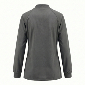 Blouses d'infirmière personnalisables, veste de travail zippée sur le devant, design élégant, manches longues, multi-poches, prix de gros. - Product Image 3