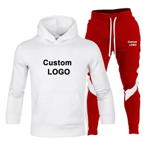 Customable Men's Fitness Plain Pullover Hooded Kangaroo Pocket Track Suit Active Body Fit Solid Color Hoodie Blank Sweat Suit - Product Image 2