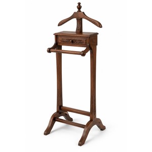 Porte-vêtements autoportant en noyer sculpté, vente en gros |   Meubles de chambre à coucher artisanaux - Product Image 1