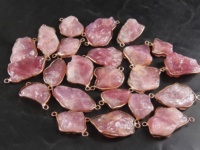 Connecteur en quartz rose naturel, pierre brute unique, sertissage en cuivre durable, 15-20 mm, lien en cristal rose brut