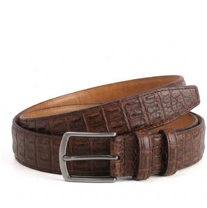 Cinturón de Cuero Vacuno Marrón de Primera Calidad para Hombre, Estilo Vintage, Elegante, con Costuras en Contraste, Hebilla de Cobre Trenzada, Estilo Casual de Negocios - Product Image 4