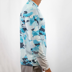 Custom Men's UPF 50 Spandex/Polyester Quick Dry Breathable Anti-Bacterial Pullover Fishing Shirt Sun Protection Outdoor Wear - Product Image 3