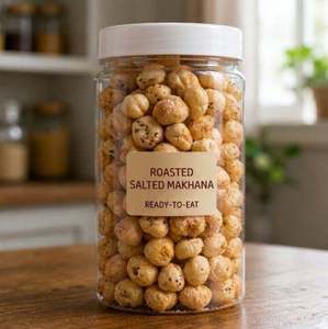 Crunchy Roasted Salted 80gm Retail Pack Natural Plain Makhana EXPORT DESI Brand High Quality 12 Month Shelf Life for Healthy - Product Image 1