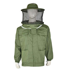 Veste de protection pour apiculteur avec voile amovible, respirante, en polyester et coton vert, coupe ample - Product Image 3