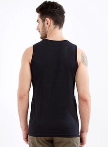 Débardeur sans manches pour homme, gris et noir, col rond, motif imprimé, décontracté, respirant, 100 % coton tricoté, logo sur le devant - Product Image 2
