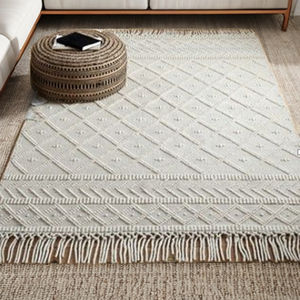 พรมปูพื้นลายดอกไม้ถักจากปอกระเจา กันลื่น เป็นมิตรกับสัตว์เลี้ยง เป็นมิตรกับสิ่งแวดล้อม ใช้ได้สองด้าน ไม่ยับง่าย ขนสั้น - Product Image 5