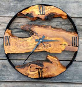 Handcrafted Olive Wood Wall <b>Clock</b> 16 Natural <b>Live</b> Edge Rustic Home Decor At Cheap Price - Product Image 1