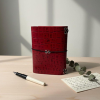 Couverture de carnet personnalisée en cuir gaufré crocodile rouge, monogramme sur mesure, format A6, rechargeable, cadeau d'écriture, Al Amir