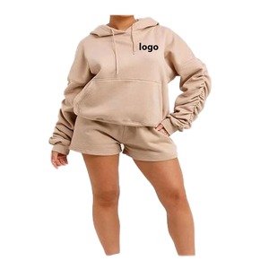 Nouveautés tendance : ensembles courts à capuche pour femmes, ensembles deux pièces, polyester/coton respirant et écologique, vente personnalisée - Product Image 5