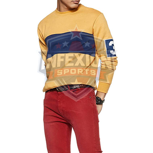 Sweat-shirt à capuche pour homme, color block, bleu marine et jaune, en molleton - Product Image 2
