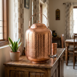 Handmade Hammered Copper Water <b>Dispenser</b> with Tap Lid and Handle Copper Beverage <b>Drink</b> Storage Pot for Home Restaurant Hotel Use - Product Image 4