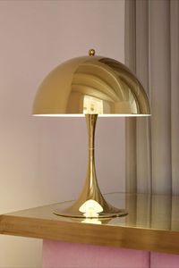 Lampe de table moderne en laiton avec abat-jour en métal, lumière blanche chaude pour chambre à coucher, éclairage décoratif E27 LED 3000K - Product Image 3